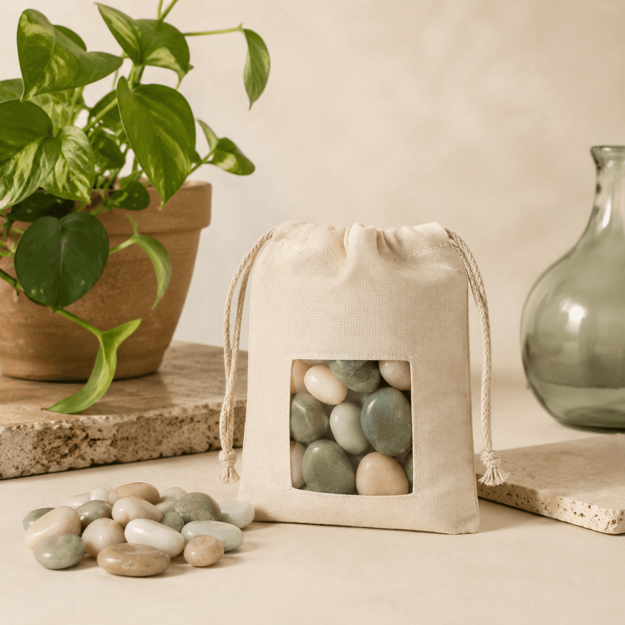Mini Pebble Topper Bag — Smooth decorative pebbles to top-dress small pots.