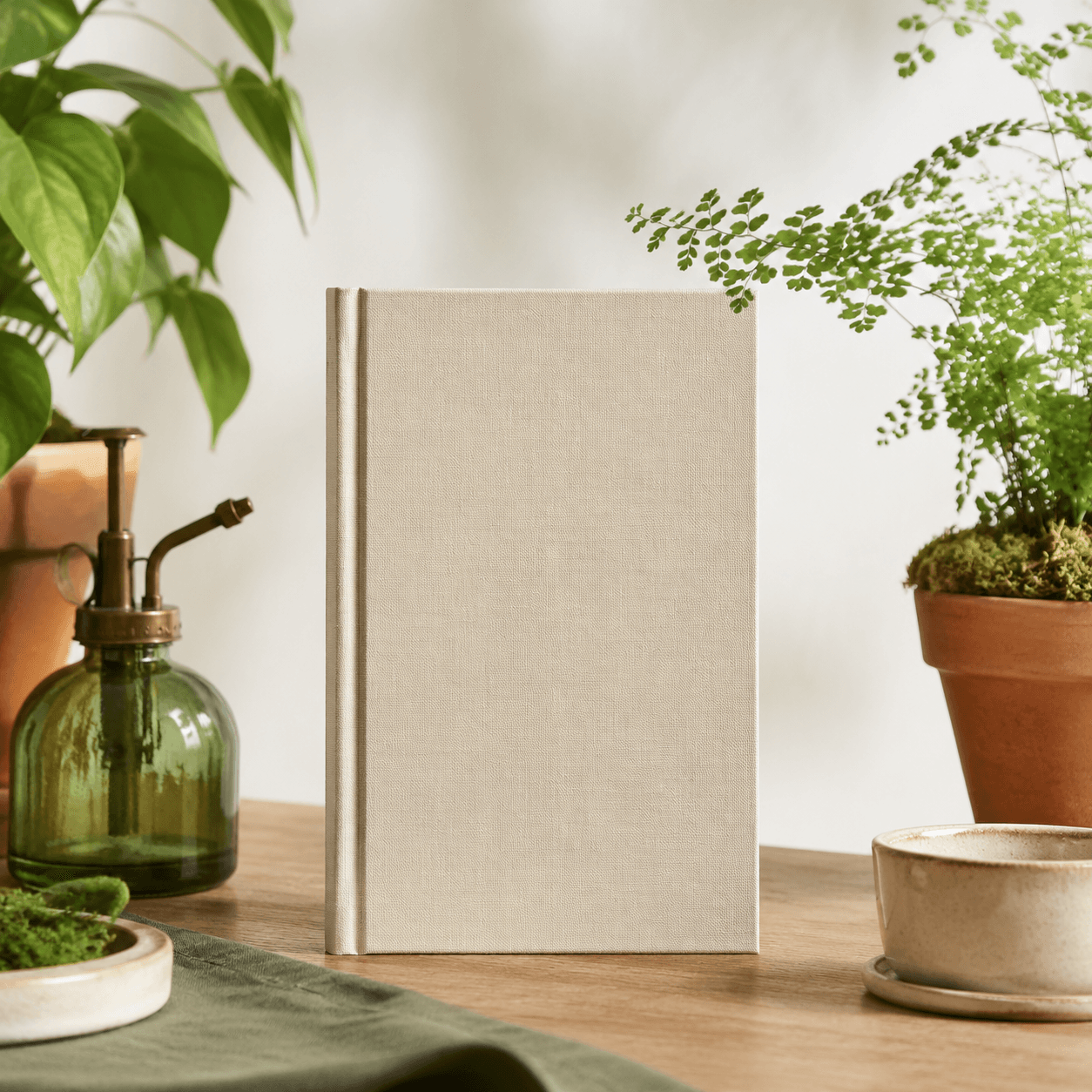 Plant Care Notebook — A linen-bound notebook to track cuttings and watering.